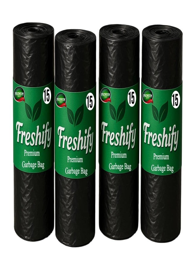 Freshify Premium Garbage Bags | 60 Pcs | Large - 24 X 32| 15 Bags * 4 Rolls | Strong & Leak Proof Dustbin Bag | Black | Perfect for Home And Office Use| Wet And Dry Both - Image 1